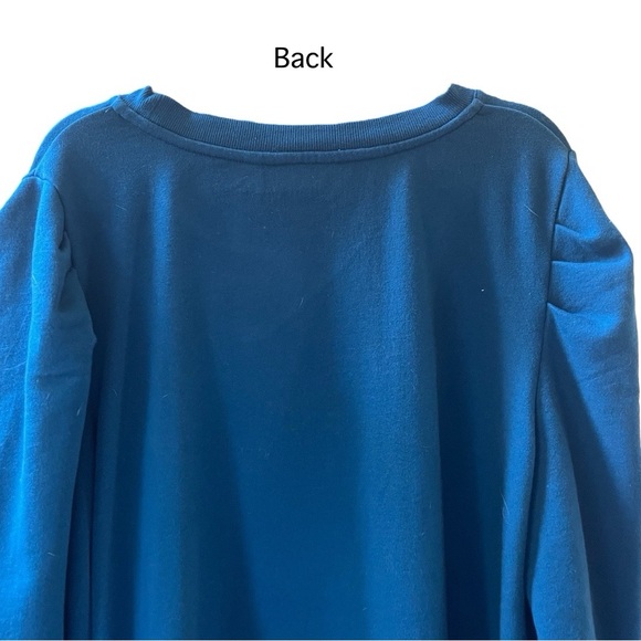Candace Cameron Bure French Terry Puff-Sleeve Sweatshirt In Peacock. 3X - Picture 4 of 11